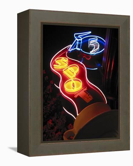 Nighttime Sign for 5 Spot Diner, Seattle, Washington, USA-Nancy & Steve Ross-Framed Premier Image Canvas