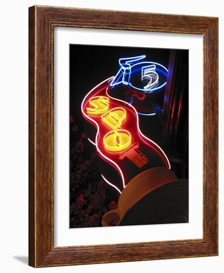 Nighttime Sign for 5 Spot Diner, Seattle, Washington, USA-Nancy & Steve Ross-Framed Photographic Print