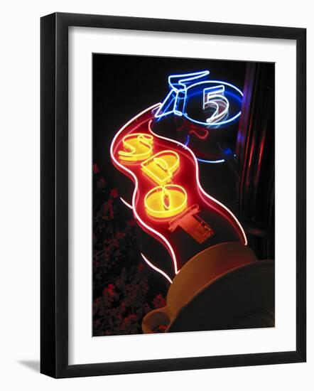 Nighttime Sign for 5 Spot Diner, Seattle, Washington, USA-Nancy & Steve Ross-Framed Photographic Print
