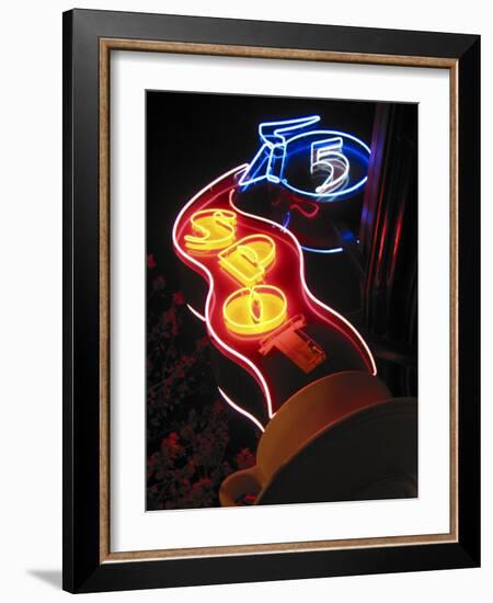 Nighttime Sign for 5 Spot Diner, Seattle, Washington, USA-Nancy & Steve Ross-Framed Photographic Print