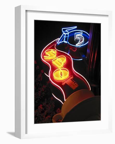 Nighttime Sign for 5 Spot Diner, Seattle, Washington, USA-Nancy & Steve Ross-Framed Photographic Print