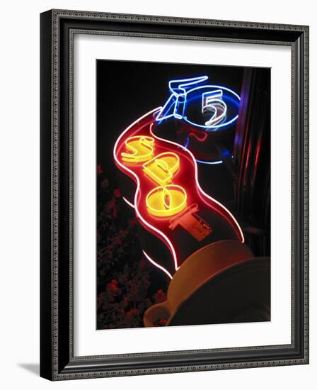 Nighttime Sign for 5 Spot Diner, Seattle, Washington, USA-Nancy & Steve Ross-Framed Photographic Print