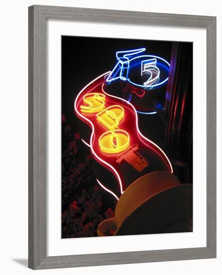 Nighttime Sign for 5 Spot Diner, Seattle, Washington, USA-Nancy & Steve Ross-Framed Photographic Print