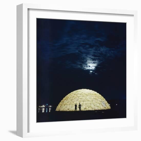 Nighttime View of Building by Architect Jeffrey Lindsay, in Newport Dunes Park, Newport, CA, 1958-Allan Grant-Framed Photographic Print