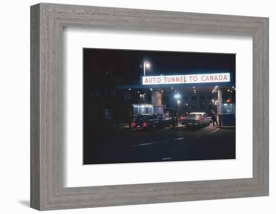 Nighttime View of the Cars at the Entrance to the Detroit-Windsor Tunnel, Detroit, Michigan, 1959-Fritz Goro-Framed Photographic Print