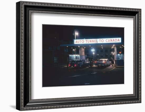 Nighttime View of the Cars at the Entrance to the Detroit-Windsor Tunnel, Detroit, Michigan, 1959-Fritz Goro-Framed Photographic Print