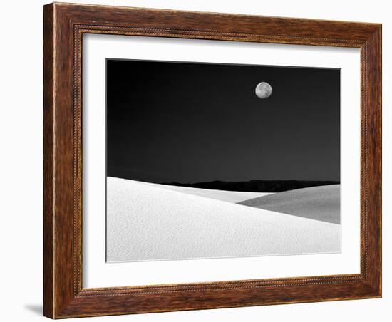 Nighttime with Full Moon Over the Desert, White Sands National Monument, New Mexico, USA-Jim Zuckerman-Framed Photographic Print