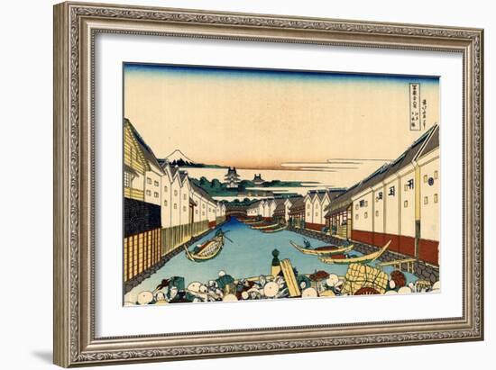 Nihonbashi Bridge in Edo, c.1830-Katsushika Hokusai-Framed Giclee Print