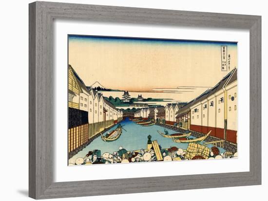 Nihonbashi Bridge in Edo, c.1830-Katsushika Hokusai-Framed Giclee Print