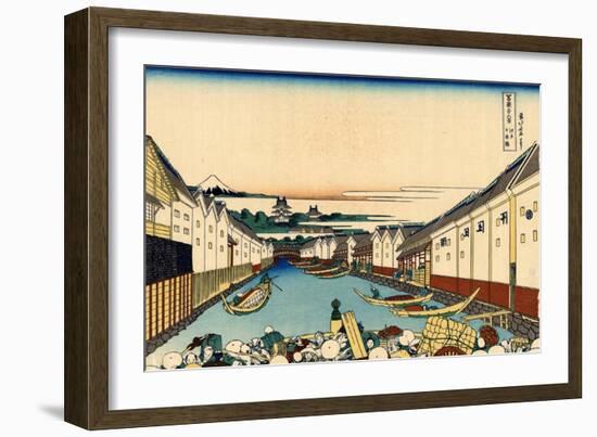 Nihonbashi Bridge in Edo, c.1830-Katsushika Hokusai-Framed Giclee Print