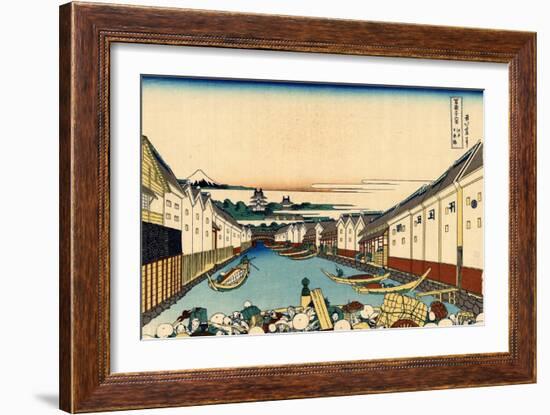 Nihonbashi Bridge in Edo, c.1830-Katsushika Hokusai-Framed Giclee Print