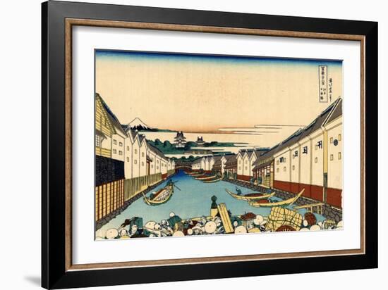 Nihonbashi Bridge in Edo, c.1830-Katsushika Hokusai-Framed Giclee Print
