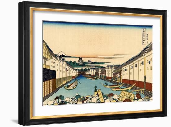 Nihonbashi Bridge in Edo, c.1830-Katsushika Hokusai-Framed Giclee Print