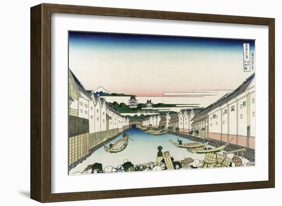 Nihonbashi Bridge in Edo-Katsushika Hokusai-Framed Art Print