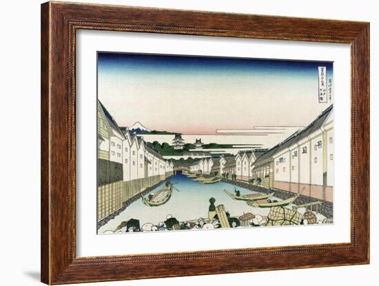 Nihonbashi Bridge in Edo-Katsushika Hokusai-Framed Art Print