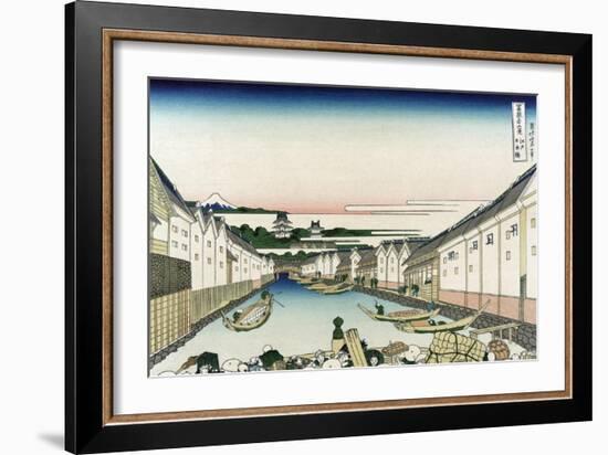 Nihonbashi Bridge in Edo-Katsushika Hokusai-Framed Art Print