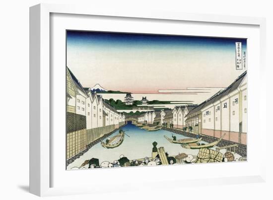 Nihonbashi Bridge in Edo-Katsushika Hokusai-Framed Art Print