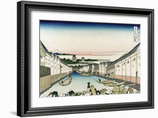 Nihonbashi Bridge in Edo-Katsushika Hokusai-Framed Art Print