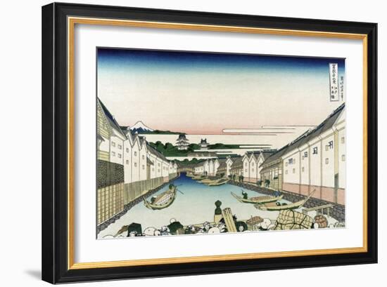 Nihonbashi Bridge in Edo-Katsushika Hokusai-Framed Art Print