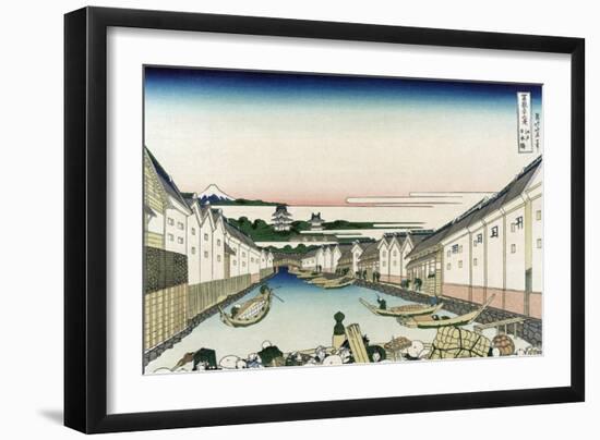 Nihonbashi Bridge in Edo-Katsushika Hokusai-Framed Premium Giclee Print