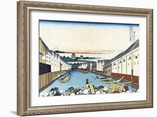 Nihonbashi Bridge in Edo-Katsushika Hokusai-Framed Giclee Print