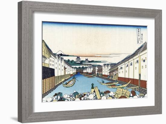 Nihonbashi Bridge in Edo-Katsushika Hokusai-Framed Giclee Print