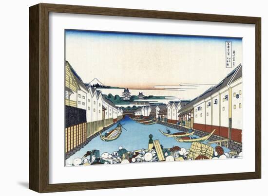 Nihonbashi Bridge in Edo-Katsushika Hokusai-Framed Giclee Print