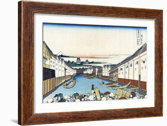 Nihonbashi Bridge in Edo-Katsushika Hokusai-Framed Giclee Print