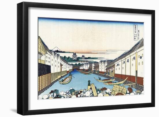 Nihonbashi Bridge in Edo-Katsushika Hokusai-Framed Giclee Print