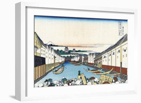 Nihonbashi Bridge in Edo-Katsushika Hokusai-Framed Giclee Print