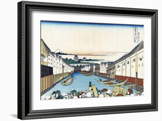 Nihonbashi Bridge in Edo-Katsushika Hokusai-Framed Giclee Print