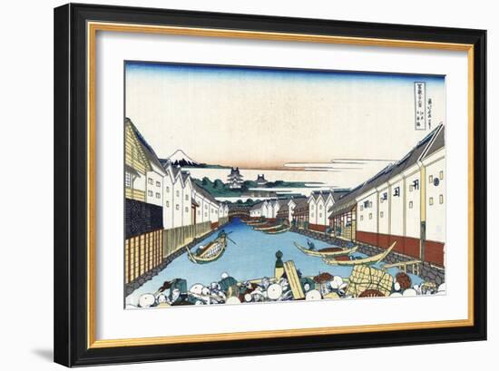 Nihonbashi Bridge in Edo-Katsushika Hokusai-Framed Giclee Print