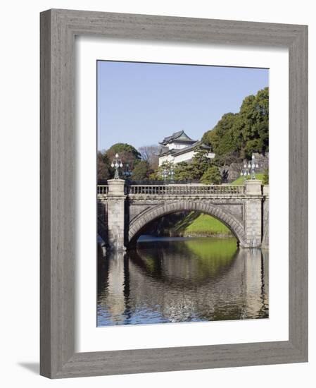 Niju Bashi Bridge Reflecting in Moat, Imperial Palace, Tokyo, Japan, Asia-Christian Kober-Framed Photographic Print