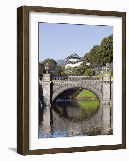 Niju Bashi Bridge Reflecting in Moat, Imperial Palace, Tokyo, Japan, Asia-Christian Kober-Framed Photographic Print