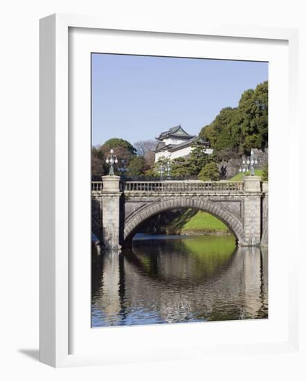 Niju Bashi Bridge Reflecting in Moat, Imperial Palace, Tokyo, Japan, Asia-Christian Kober-Framed Photographic Print