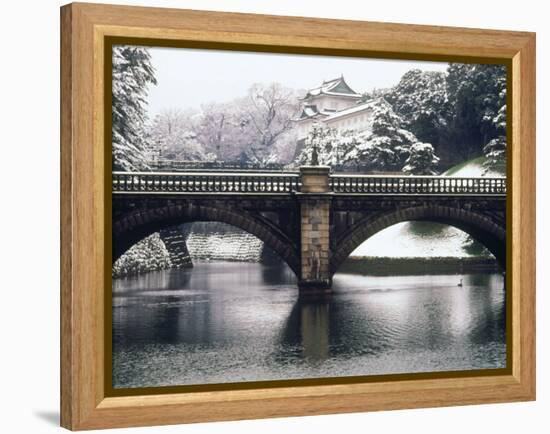 Nijubashi and the Inner Moat of Imperial Palace in Snow, Tokyo, Japan-null-Framed Premier Image Canvas
