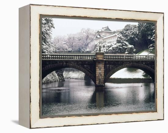 Nijubashi and the Inner Moat of Imperial Palace in Snow, Tokyo, Japan-null-Framed Premier Image Canvas