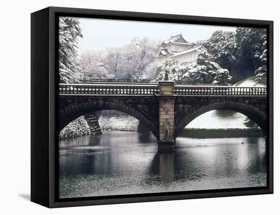Nijubashi and the Inner Moat of Imperial Palace in Snow, Tokyo, Japan-null-Framed Premier Image Canvas