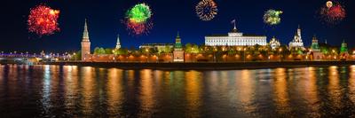 Fireworks over Kremlin in Moscow-Nik_Sorokin-Photographic Print