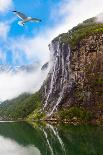 Waterfall in Geiranger Fjord Norway - Nature and Travel Background-Nik_Sorokin-Framed Photographic Print