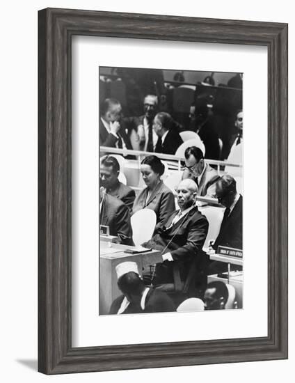 Nikita Khrushchev at a meeting of the United Nations General Assembly in New York, 1960-Warren K. Leffler-Framed Photographic Print