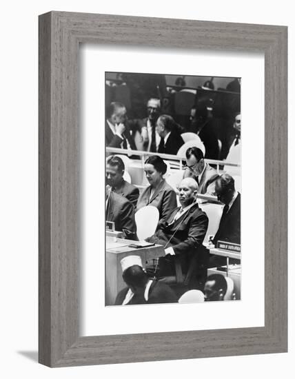 Nikita Khrushchev at a meeting of the United Nations General Assembly in New York, 1960-Warren K. Leffler-Framed Photographic Print