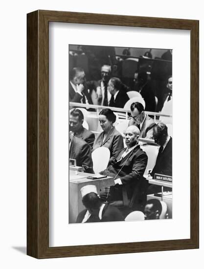 Nikita Khrushchev at a meeting of the United Nations General Assembly in New York, 1960-Warren K. Leffler-Framed Photographic Print