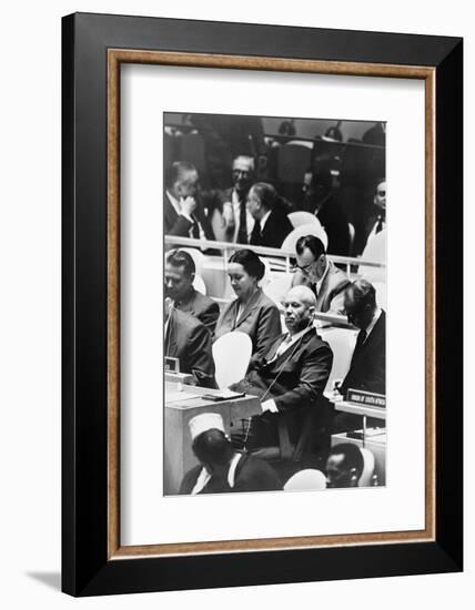 Nikita Khrushchev at a meeting of the United Nations General Assembly in New York, 1960-Warren K. Leffler-Framed Photographic Print