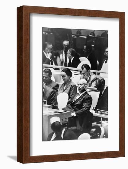 Nikita Khrushchev at a meeting of the United Nations General Assembly in New York, 1960-Warren K. Leffler-Framed Photographic Print