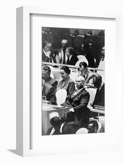 Nikita Khrushchev at a meeting of the United Nations General Assembly in New York, 1960-Warren K. Leffler-Framed Photographic Print