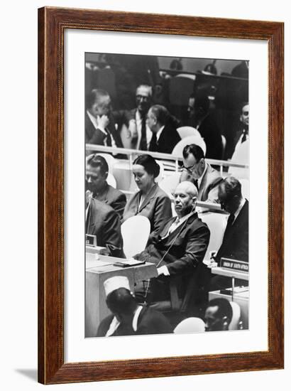 Nikita Khrushchev at a meeting of the United Nations General Assembly in New York, 1960-Warren K. Leffler-Framed Photographic Print