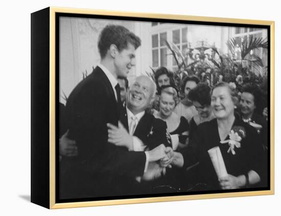 Nikita S. Khrushchev and Wife Greeting Pianist Van Cliburn at Soviet Embassy Reception-Ed Clark-Framed Premier Image Canvas