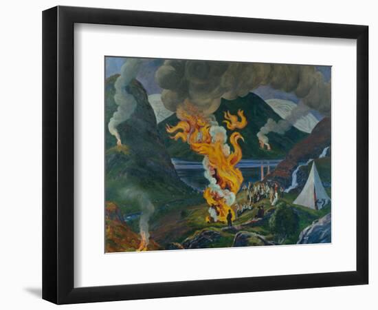 Nikolai Astrup, Midsummer fire-Nikolai Astrup-Framed Giclee Print