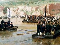 The Russians Crossing the Danube at Svishtov in Juny 1877, 1870S-Nikolai Dmitrievich Dmitriev-Orenburgsky-Framed Premier Image Canvas